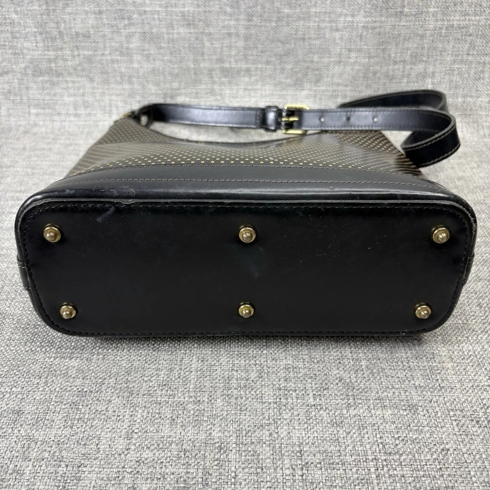 Dooney & Bourke Vintage Black Perforated Leather Shoulder Bag Made in USA Hobo
